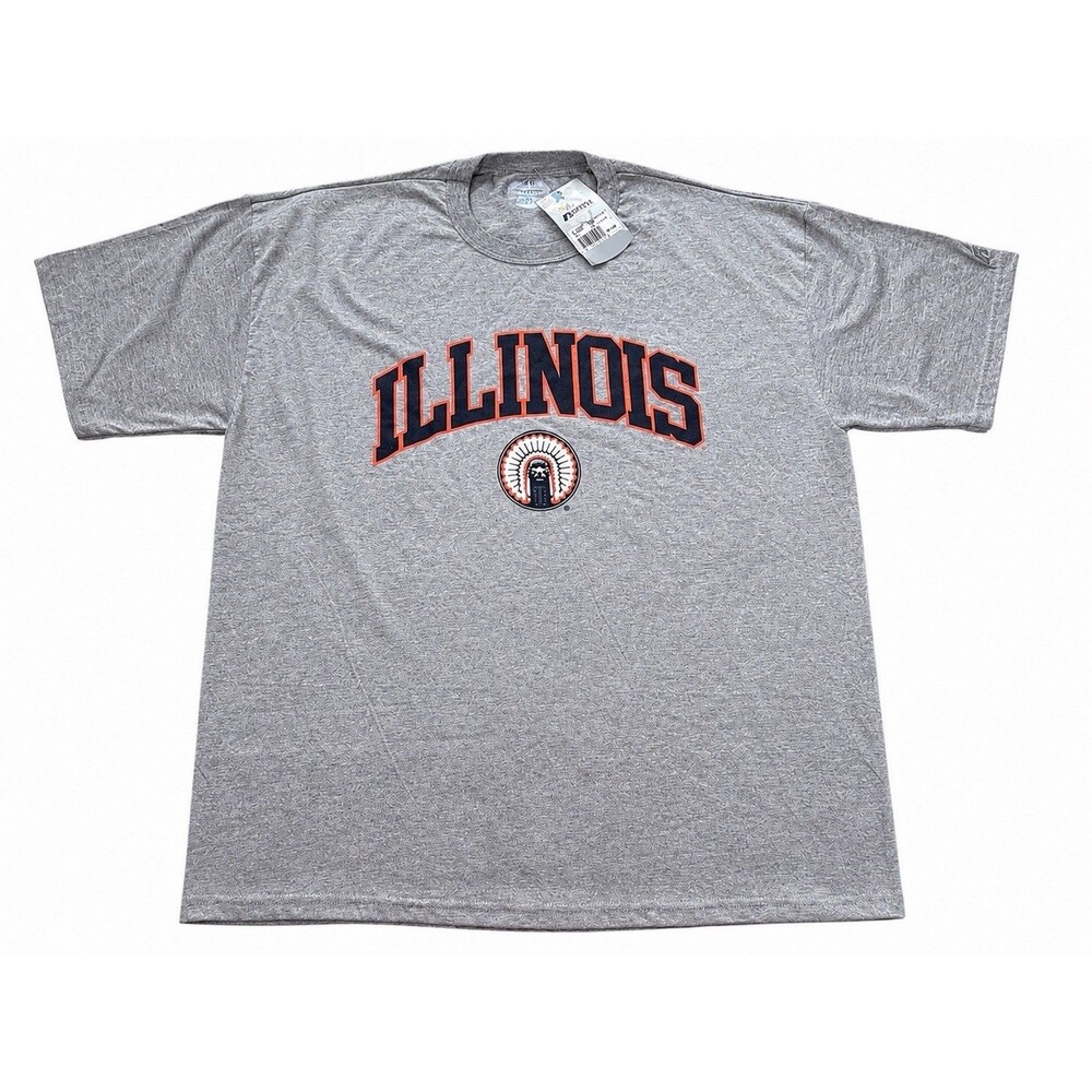 Illinois Fighting Illini Russell Athletic T Shirt XXL Gray NWT NCAA Logo Tee